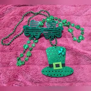 New St. Patrick's Day Accessories Necklaces and Glasses Set Shamrock Hat Beaded